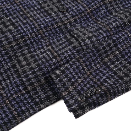 Drumohr Gray-Blue Layered Plaid Wool Overcoat 40R (Eu 50) Outer Coat NWT image 4