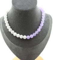 Edelsteine Und Schmucksteine Collier Perlen Aquamarin + Chalcedon Lavendel