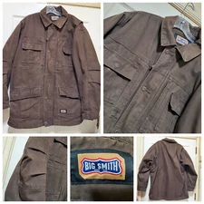 Vtg Big Smith Jacket Mens Large Green Canvas Chore Workwear Barn Coat Heavy Dad