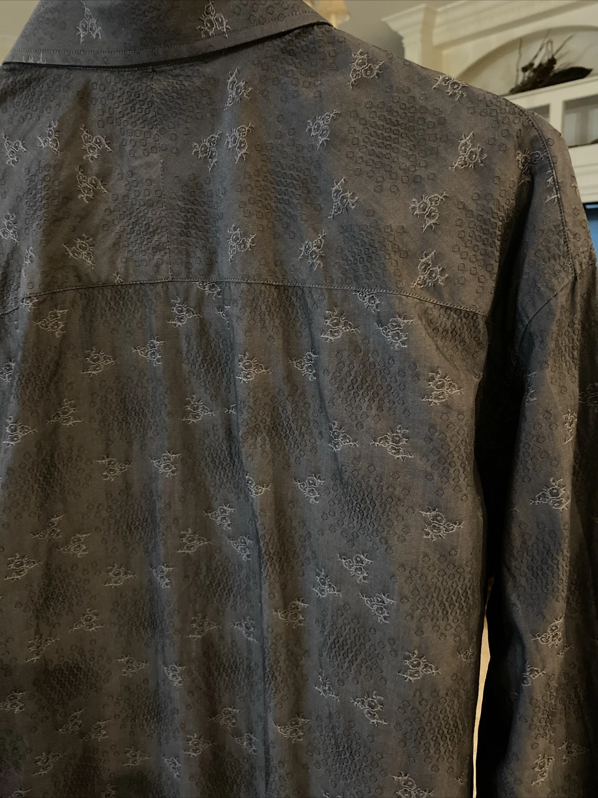 Camicia abito floreale testurizzata grigio Kenzo Designer con bottoni sul davanti 44 17 5 vestibilità slim