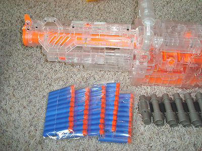 NERF VULCAN CLEAR EBF-25 PULSE RIFLE CHAIN GUN 8 FEET, Belt, 25