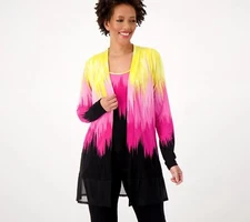 Attitudes By Renee Jersey Mesh Trim Tank & Sweater Fuchsia Dreams XS New