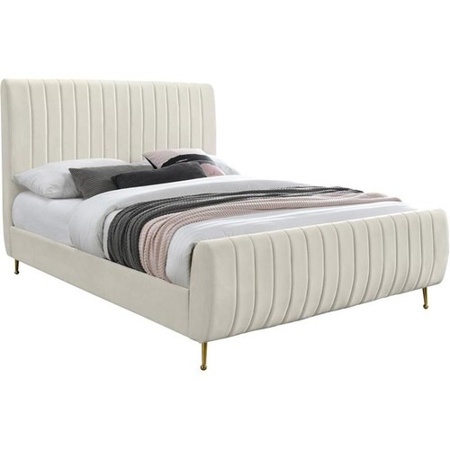 Meridian Furniture Zara Contemporary Cream Velvet King Bed
