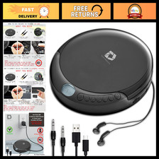Portable CD Player with 60s Anti-Skip, Stereo Earbuds, Aux Cable  USB Power