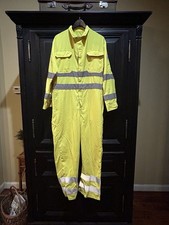 Bulwark FR Overall Coverall Men's 40 Regular Yellow High Vis Reflective Work