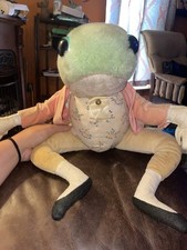 Vintage 70s Eden Plush Mr. Jeremy Fisher Beatrix Potter 20 Inch Pink Coat