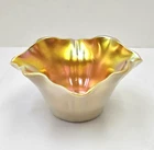 Rare Steuben Or Tiffany Calcite & Gold Aurene Art Glass Bowl Iridescent