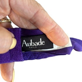 Aubade Paris Bra French Kiss Purple Floral Lace Unlined Underwire Balconette 34E