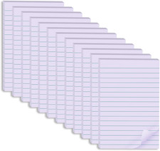  12 Pack Lined Sticky Notes 4X6 In,Light Purple Large Notepads with Lines,Ruled