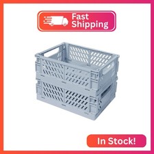Tobeso-Nuoze Mini Pastel Plastic Storage Bins 2Pcs Foldable Pastel Crates