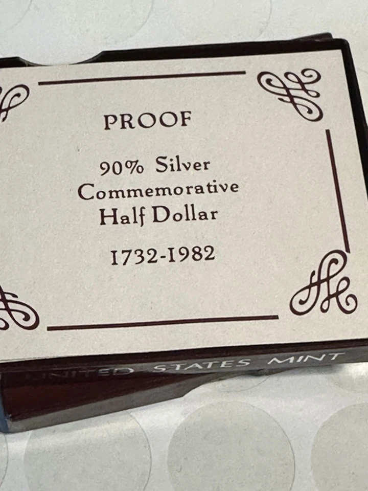 2 1982 George Washington Commemorative Silver Half Dollar Proofs 90% Silver - Image 4 of 4