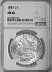 1886-P  $1  MORGAN SILVER DOLLAR  "PHILADELPHIA MINT"  NGC MS61 #8675095-019
