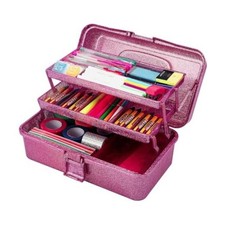 Glitter Purple 3 Layer Craft Storage Box, Purple Tackle Box Organizer Pink