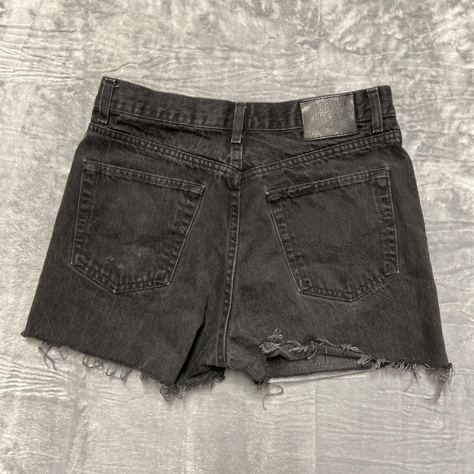 Pantalones cortos de mezclilla Harley Davidson para mujer talla 10 negros Foto 2 de 4