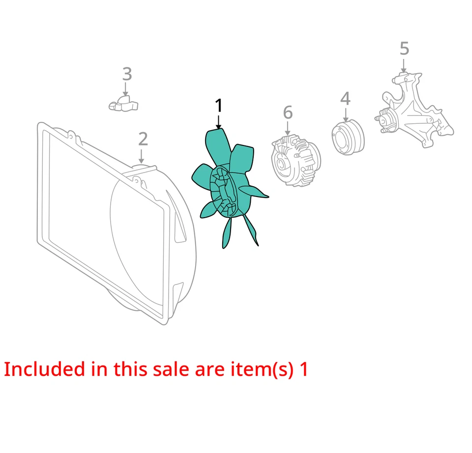 Radiador accionado por correa con hoja de ventilador 4/05 para 98-05 LEXUS LX470 632059 Foto 3 de 4