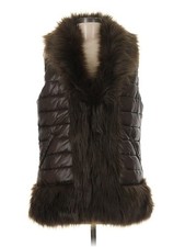 Joan Rivers Women Brown Faux Fur Vest M