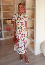 ZARA Floral Printed Belted Shirt Midi Dress Size S Bloggers 2944/340