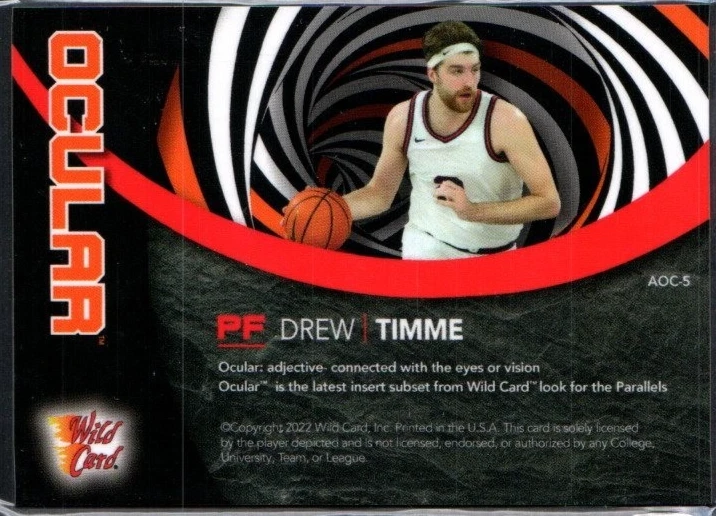 2021-22 Wild Card Alumination Ocular Orange Lazer /199 #AOC-5 Drew Timme - Image 2 of 2