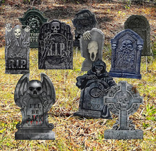 10Pcs Halloween Tombstone Decor Graveyard Headstone Yard Signs w/ Stakes Outdoor
