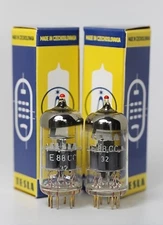 6922 E88CC CCa TESLA TELEFUNKEN TOOLING RED-TIP ARMY GOLD-PIN MATCHED-PAIR TUBES