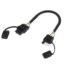 16AWG 4-Pin Flat Trailer Extension Cable 1FT 4-Way Male Female w Dust Cover