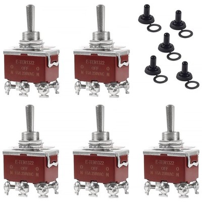 5 Pack ON-Off-ON Waterproof Toggle Switch, 2 pin SPST, DC 12V 30A, Marine