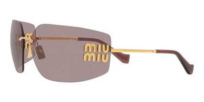 Miu Miu Sunglasses MU 54YS Gold Light Purple Brown 5AK0/6I Women Logo