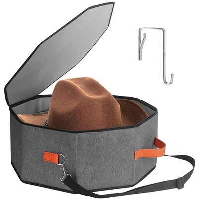 Hat Storage Box for Women & Men, Hardboard Support Cowboy Hat Boxes with 1 Do...