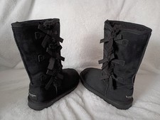 UGG Koolaburra Victoria Boots Youth Size 3 Tall Black Girls Suede Winter