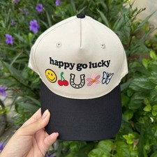 Happy Go Lucky Hat | Retro Suede Brim Trucker...