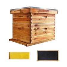 10-Frame Complete Bee Hives and Supplies Starter Kit Dipped in 100% Beeswax, ...