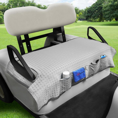 Cooling Ice Silk Golf Cart Seat Cover with Pockets for EZGO, Club Car - Gray - Picture 12 of 12