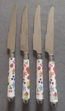 VTG Hampton Silversmiths Fruit & Flowers Plastic handle Knives Four Knives #226