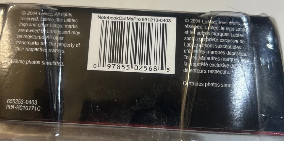 Labtec Wired  Optical Portable Mouse Retractable Cord 931213-0403 NOS Sealed - Image 3 of 3