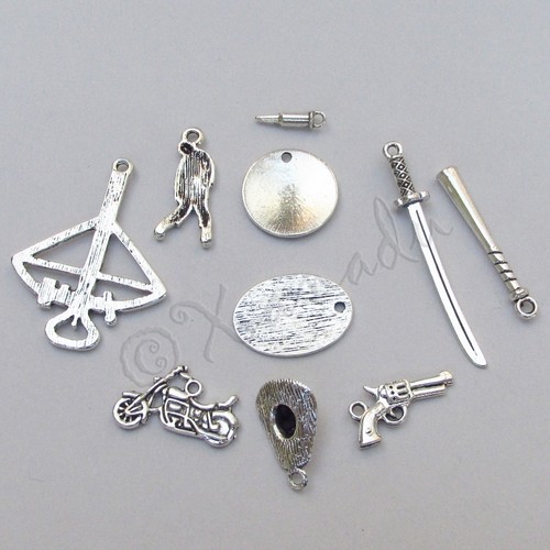 The Walking Dead Charms Antiqued Silver Plated 10PC Mix CM6569 - 10, 20 Or 50PCs - Picture 2 of 12