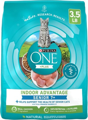 Purina ONE High Protein, Natural Senior Dry Cat Food, Indoor Advantage Senior+ -