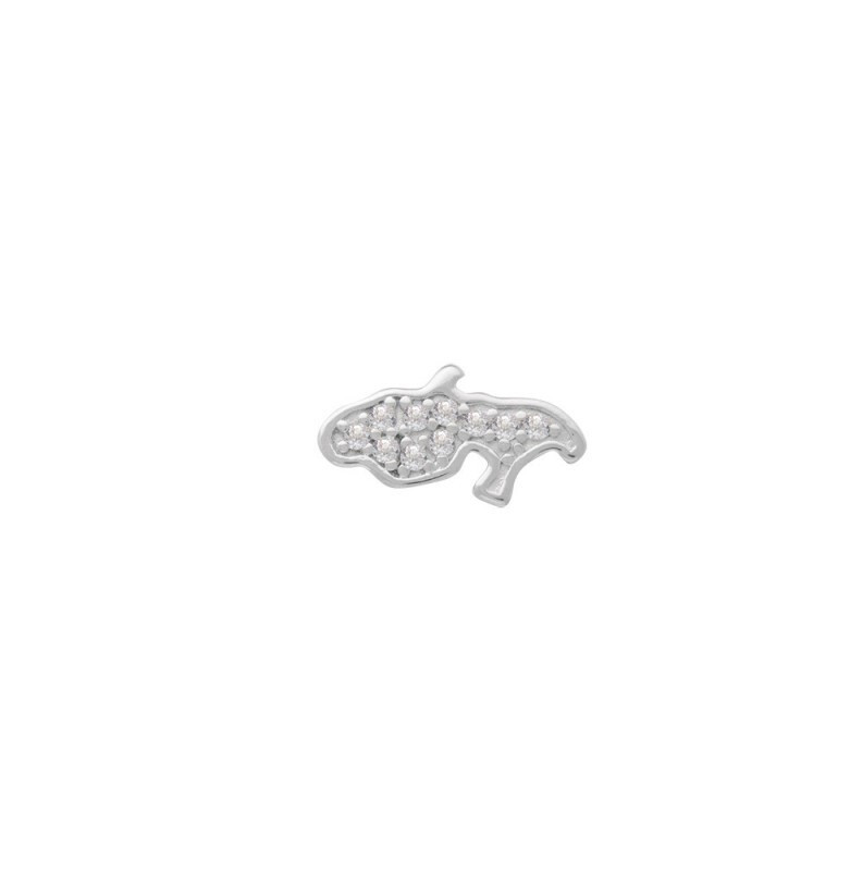 Boucle d'oreille unitaire 972 Martinique en argent 925 et zirconium pour homme