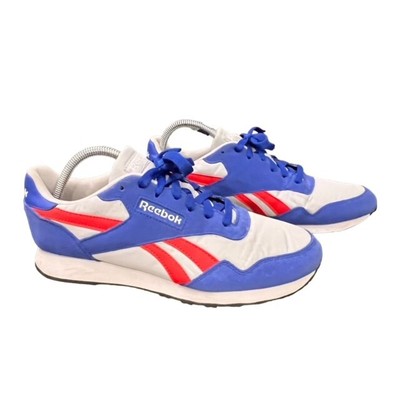 Classic Nylon Reebok s  Suede Blue/White /Flash Red NWOB Size 10.5 Casual Preppy