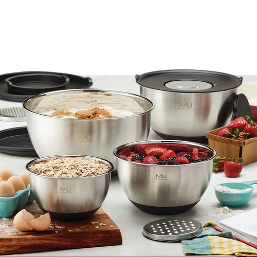 MIU Stainless Steel Mixing Bowl with Graters, Set of 8 - Picture 3 of 5