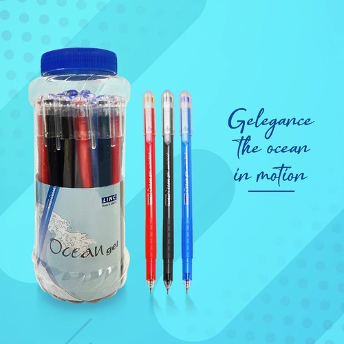 Linc Ocean Lightweight Gel Pen Jar, 0.55mm, Blue, Black & Red Ink (25 pens) - Picture 5 of 6