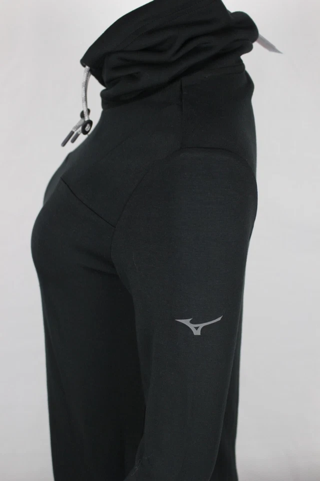 Mizuno Women's Pullover Momentum Funnel Neck Long Sleeve Sweatshirt Black - Image 4 of 4