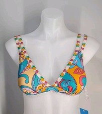 Nwt Women  s Cupshe Multicolor Bikini Top Size Xs With Paisley Print