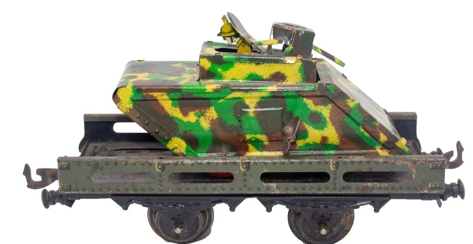 Coche plano Bing vintage de preguerra de 1930 con tanque mecánico Mark V Foto 2 de 4