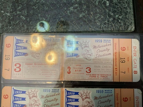 1959 Milwaukee Braves Phantom World Series Block of 3 Full Tickets - Very Rare! - Bild 3 von 7