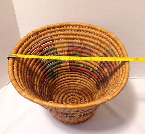 Vintage Hand Woven Coiled Waste Basket - Picture 8 of 11