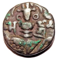 1003-28- HUNNIC DYNASTIES OF KASHMIR SANGRAMRAJA DEVA 1 STATER COIN- 5.39 GRAM-E