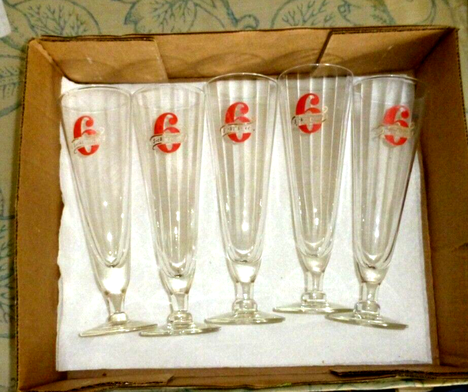 VINTAGE LOT OF 5 BEER GLASSES SICK'S SELECT 6 CENTURY BREWERY