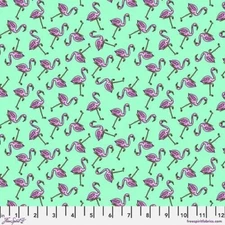 Free Spirit MulgaKongz by Mulga PWMU024 Mint Fantastic Flamingos  Cotton