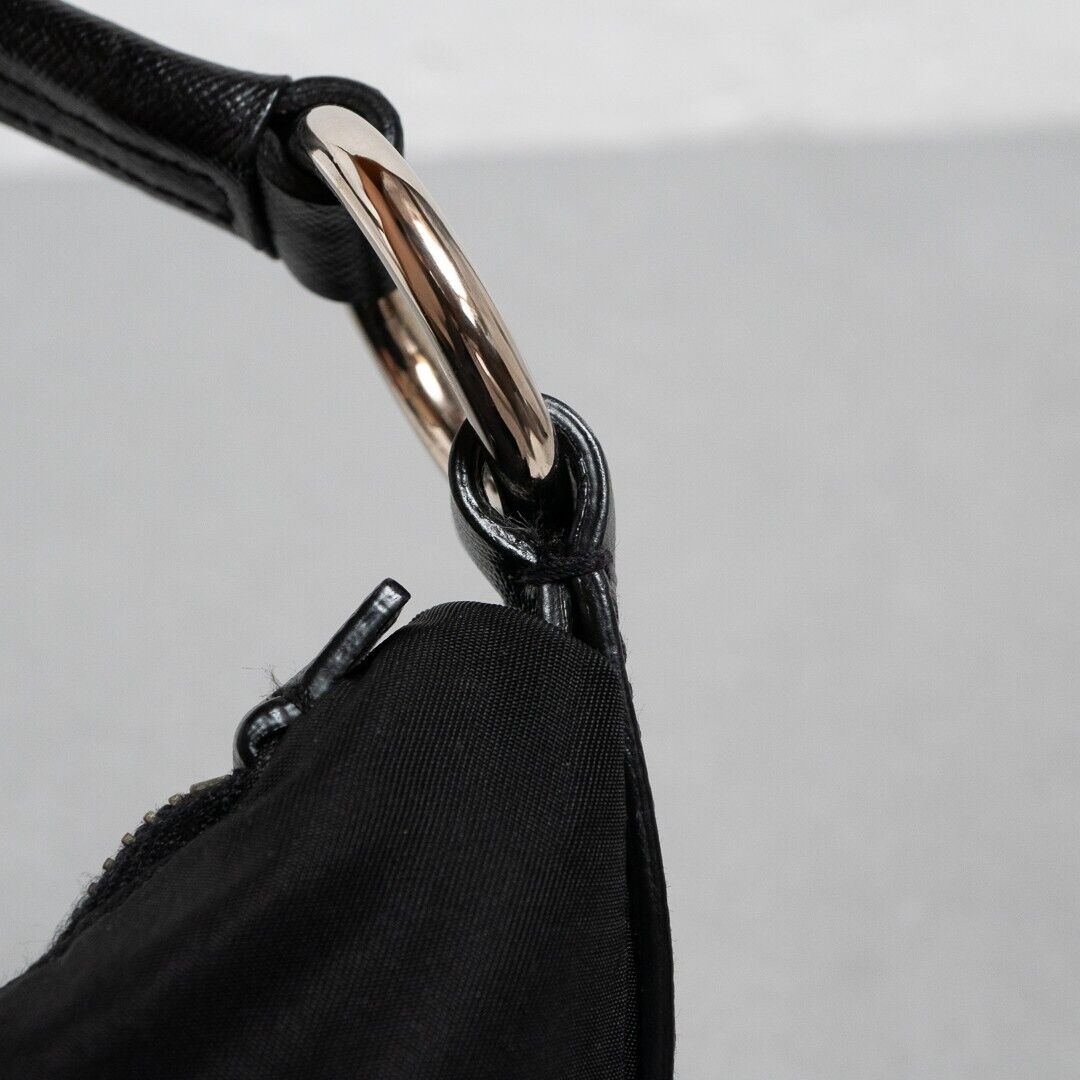 PRADA Vintage Shoulder Bag Black Nylon Saffiano Leather PRADA Vintage Shoulder Bag Black Nylon Saffiano Leather