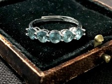 Vintage Style Blue Topaz Ring 18K White Gold Plated Adjustable size